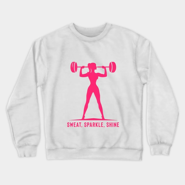 Sweat, Sparkle, Shine Barbell Silhouette Crewneck Sweatshirt by Retro Travel Design